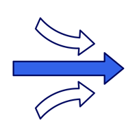 Icon of channels combining into one endpoint