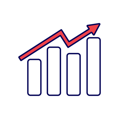 Graph of data trending up icon